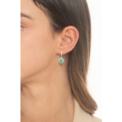 Earrings in white gold 18k with emeralds heart cut, 6x6 mm 2