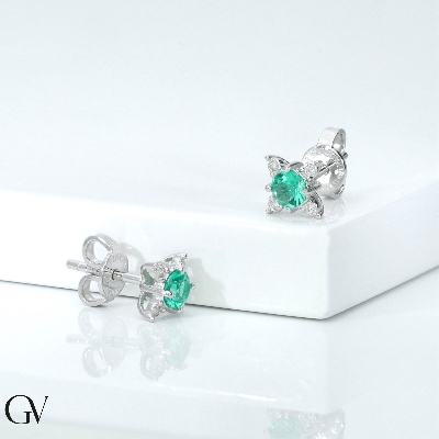 Emerald and diamond earrings