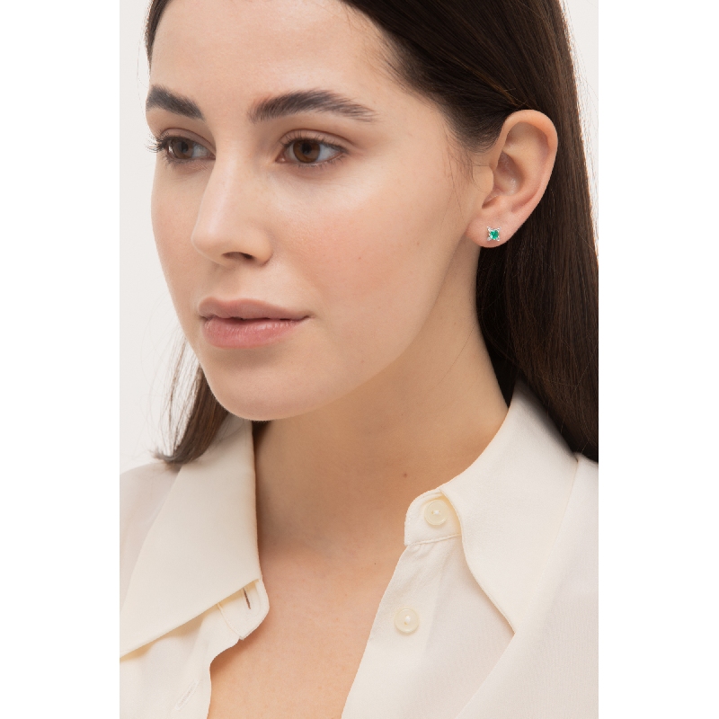 Emerald and diamond earrings