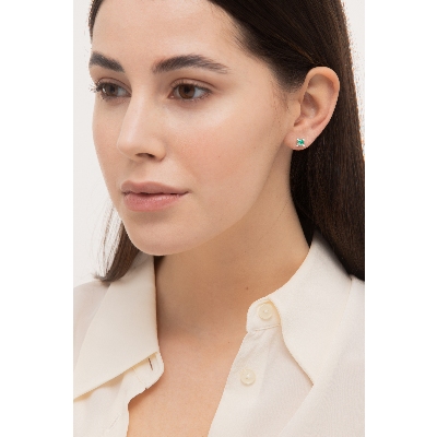 Emerald and diamond earrings