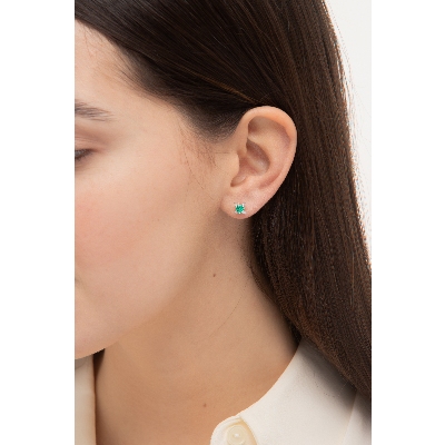 Emerald and diamond earrings