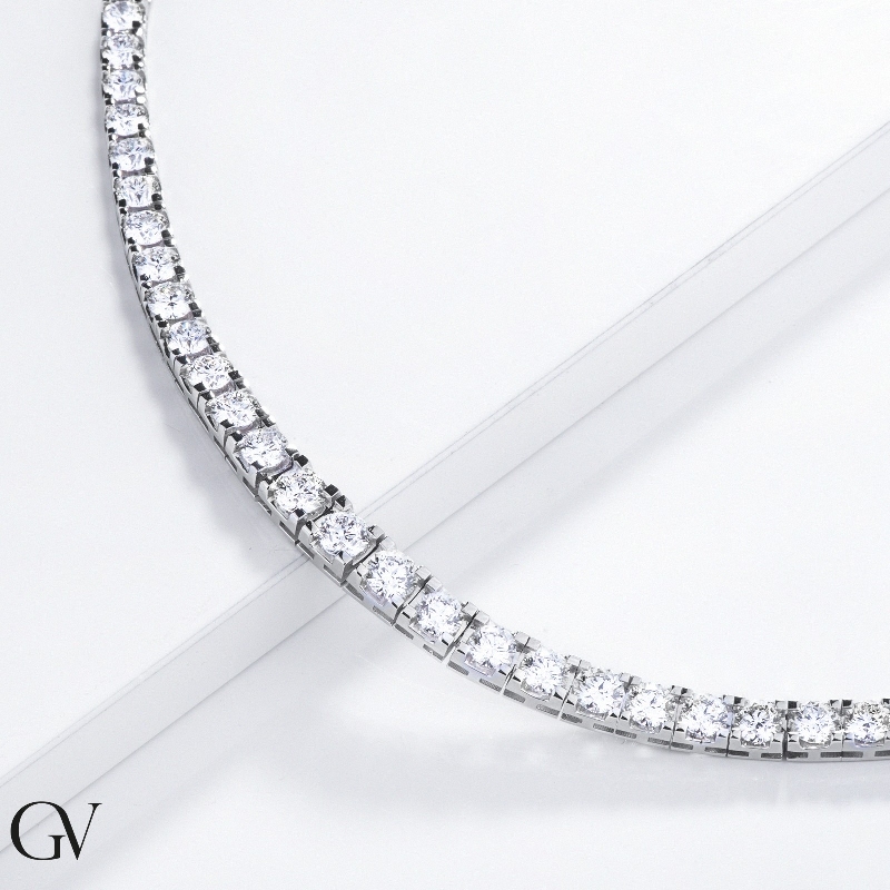 Graduated tennis necklace in white gold 18k, 40 cm