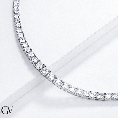 Graduated tennis necklace in white gold 18k, 40 cm