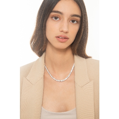Graduated tennis necklace in white gold 18k, 40 cm