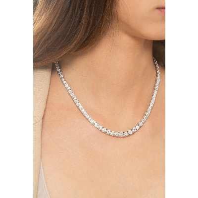 Graduated tennis necklace in white gold 18k, 40 cm