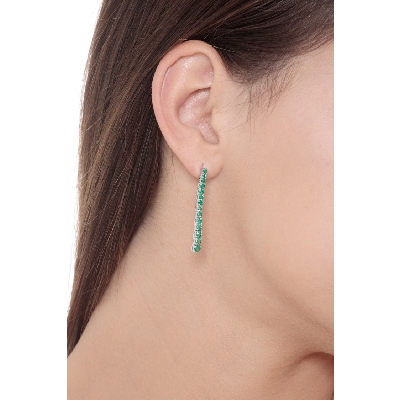 White gold 18k drop tennis earrings with emeralds