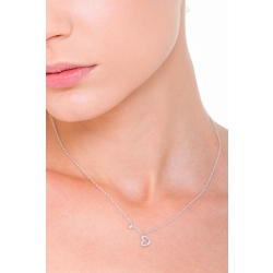 Collana con pendente a cuore in oro bianco 18k e diamanti 2