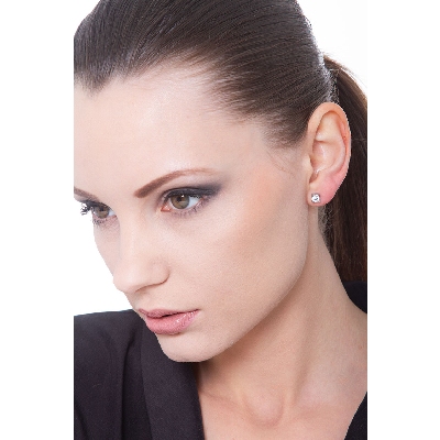 Orecchini punto luce in oro bianco 18k con diamanti, ct. 0,80