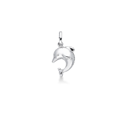 Dolphin pendant in 18k white gold