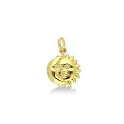 Sun and Moon pendant in 18k yellow gold