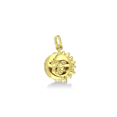 Sun and Moon pendant in 18k yellow gold