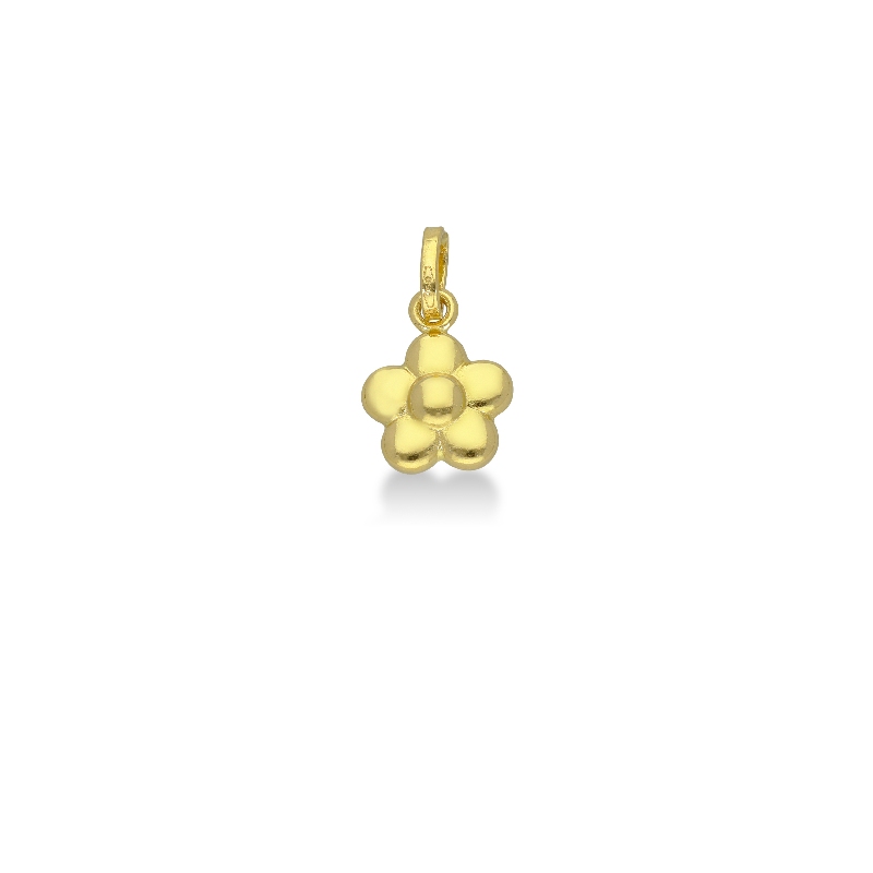 18k yellow gold rounded flower pendant