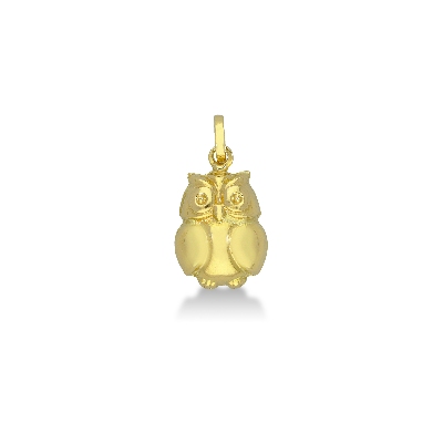 18k yellow gold owl pendant