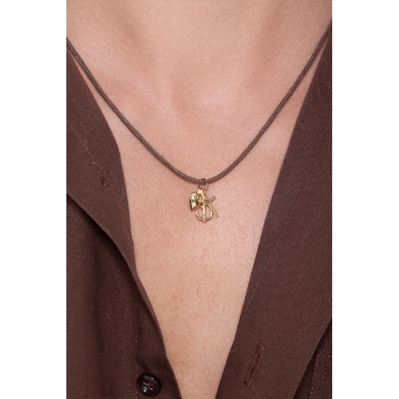 Yellow gold 18k pendant with heart, anchor and cross
