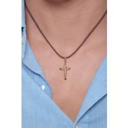 Ciondolo Croce in oro giallo 18k con Cristo, 2,5 cm 2