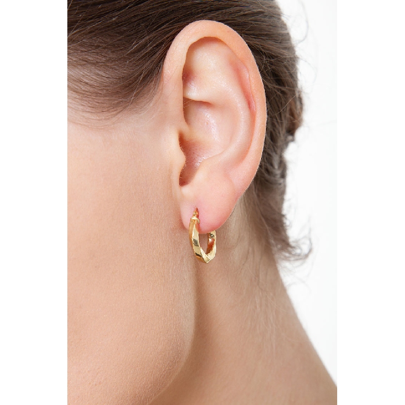 18k yellow gold twisted hoops diamond cut 
