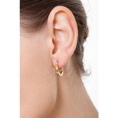 18k yellow gold twisted hoops diamond cut 