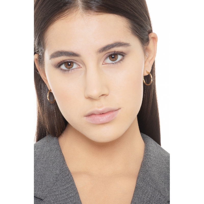 Hoop earrings diamond cut in yellow gold 18k