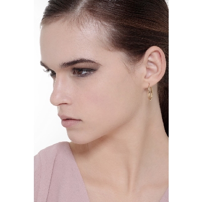 Oval drop earrings in yellow gold 18k