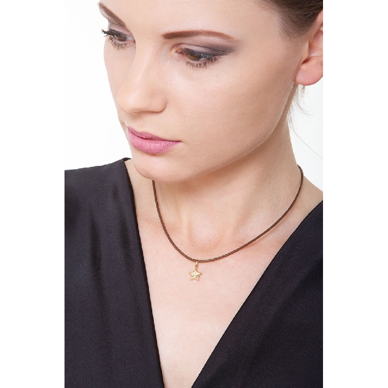 Ciondolo stella con faccina in oro giallo 18k