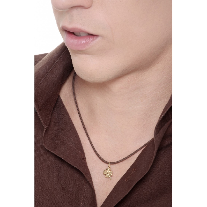 18k yellow gold four-leaf clover pendant 