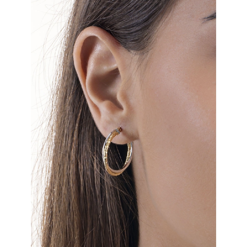 Hoop earrings in white and yellow gold 18k 