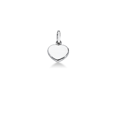 Flat heart pendant in 18k white gold