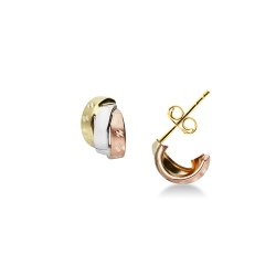 Twisted stud earrings in 18k yellow, white and rose gold