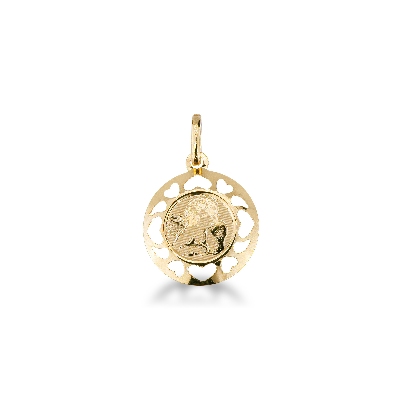 Perfored angel pendant in 18k yellow gold