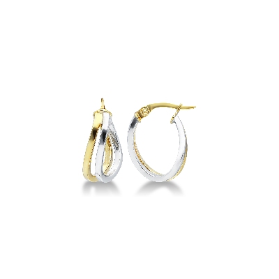 White and yellow gold 18k oval earrings 