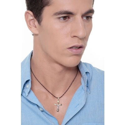 Golden cross and Christ, 18k yellow and white gold