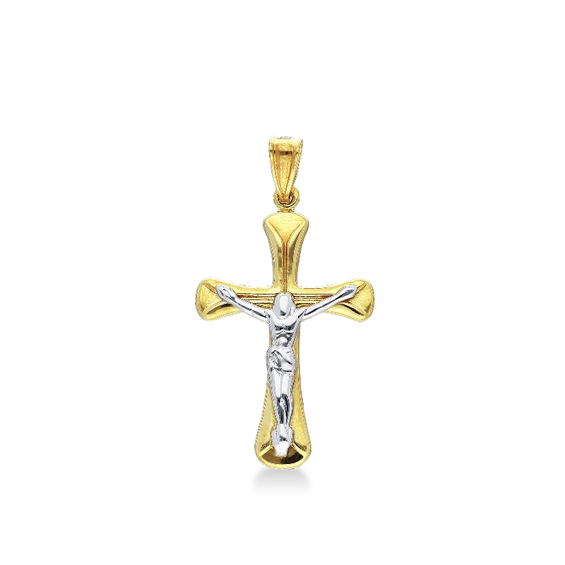 Golden cross and Christ, 18k yellow and white gold