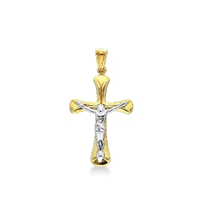 Golden cross and Christ, 18k yellow and white gold