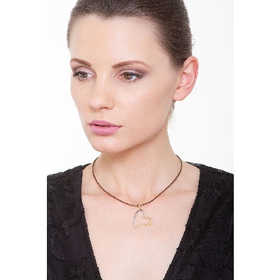 Half white and half yellow gold 18k heart pendant