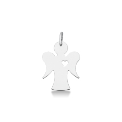 18k white gold angel pendant with perfored heart