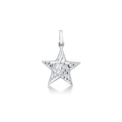 Diamond cut star shaped pendant in 18k white gold