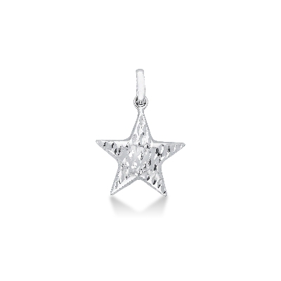 Diamond cut star shaped pendant in 18k white gold
