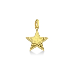 Yellow gold 18k diamond cut star pendant 
