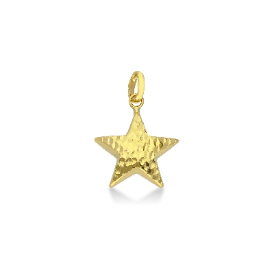 Yellow gold 18k diamond cut star pendant 