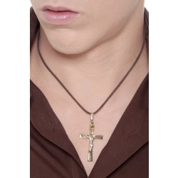 Crucifix pendant with Jesus in 18k white and yellow gold 2