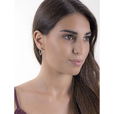 White and yellow gold 18k braided wires oval earrings 