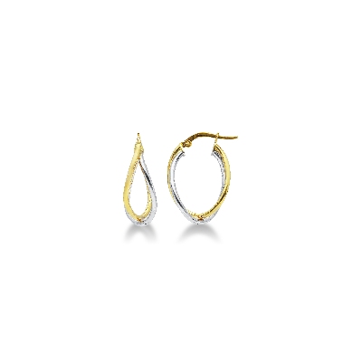 White and yellow gold 18k braided wires oval earrings 