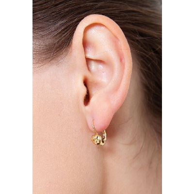 18k yellow gold knurled heart drop earrings 