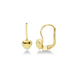 18k yellow gold knurled heart drop earrings 
