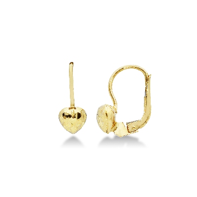 18k yellow gold knurled heart drop earrings 