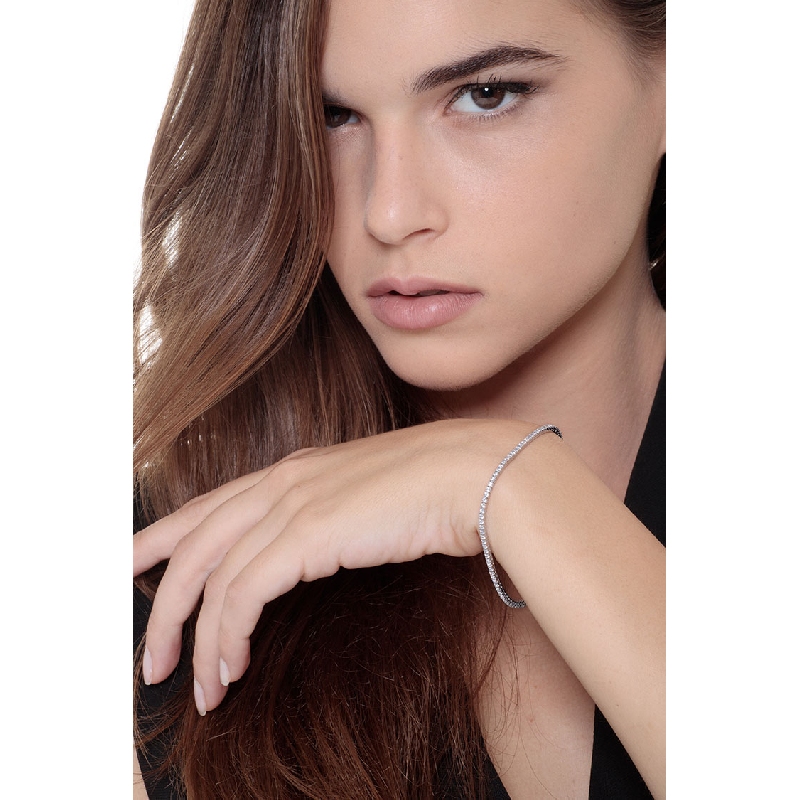 Fancy zircon bracelet in white gold 18k, 18cm