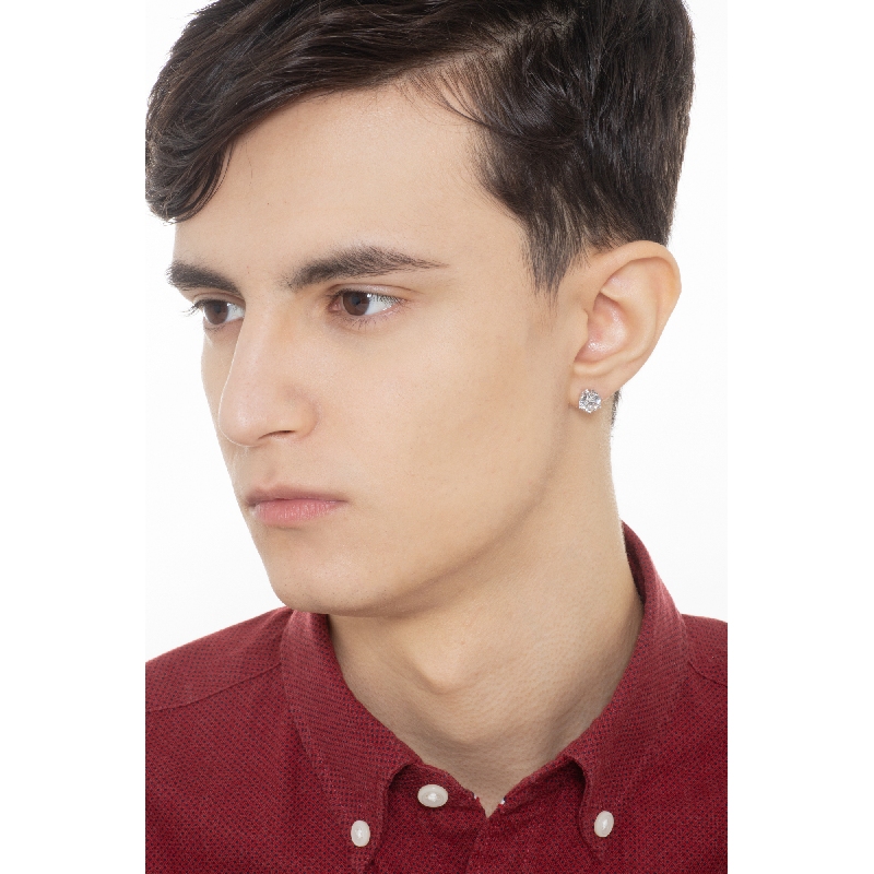 Single earring in 18k white gold with zircon