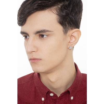 Single earring in 18k white gold with zircon