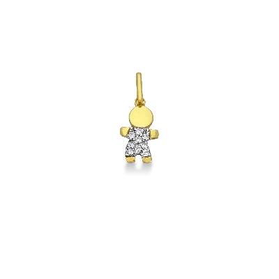 18k yellow gold child pendant with cubic zirconia