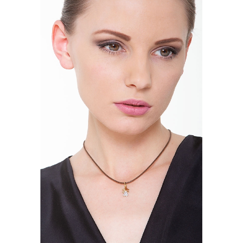 Girl pendant with zircons in 18k yellow gold